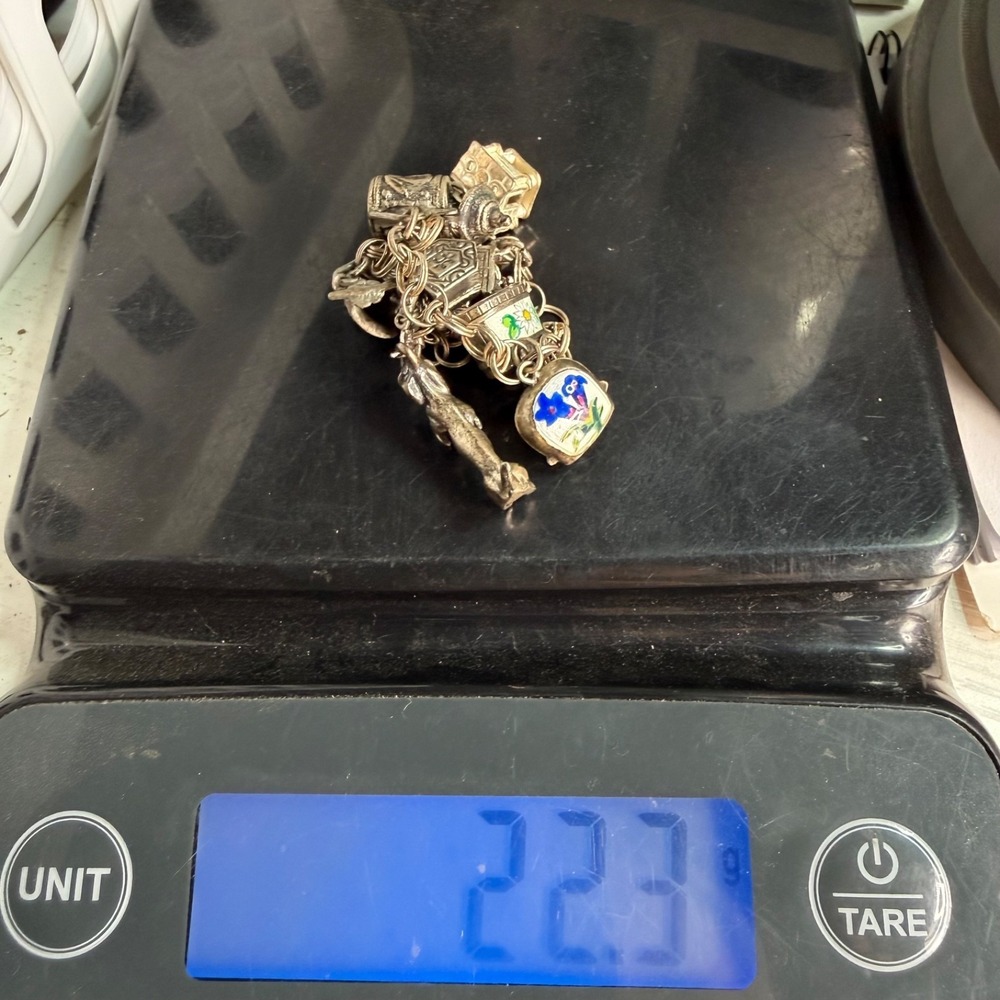 Vintage Signed 800 Silver Charm Bracelet Travel 8" - Picture 10 of 11
